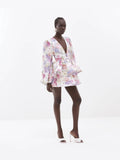 New 2024 Women's Clothing V-Neck Lantern Sleeve Print Short Dress Women