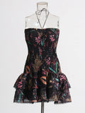 Holiday Wind 2025 Summer New Breast-Scaring Necked Neck Design Short-Height Bullet Short Dress