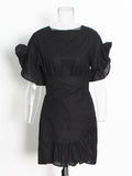Trend Style Dress 2025 Spring New Petal Sleeves With Irregular Short Skirts