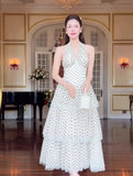 Minority Design Princess Wind Hanging Neck Repair Body Cake Layer Lace Dress HZ0628