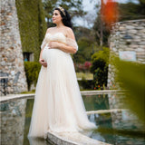 Women's Silk Cotton With Chiffon Pregnant Women Floating Tail Fluttering Sleeves Of The Dress Photo Dress 1209 Maternity