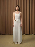 Party Solid Dress Dress 2025 Summer New Sling Folded Metal Buckle Splicing Dress