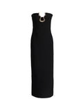 Seduction Gold Locking Banding Long Dress 2025 New Female Summer Breast V-Neck Design Dress
