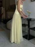 French Sexy Folding Solid-Colored Chiffon Dress In Summer 2024