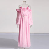 Famous Party Dress 2025 Summer New Three-Dimensional Flowers To Receive Waist Dress Woman