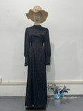 2024 Gentle Wind Loose With Small Cherry-Print Ribbon Dress Long Sleeve Dress