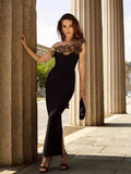 Three-Dimensional Flower Women's Bandage Evening Dress Skinny Temperament Party Party With Hip Dress