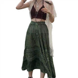 And Summer New Fashion Women's Silk Silk Print Skirt Dress Large Hundred Fold Skirt DJPT
