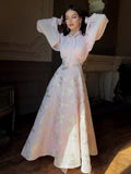Spring Elegant Noble Long Sleeves Dynamic Romantic Temperament Hot Dress Dress Dress Woman