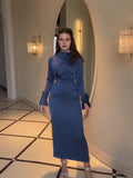 New Body-Repaired Strapped Bowed Long-Sleeved And Vertiny Dress