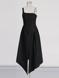 Elegance Elegance Wind 2025 Summer New Black And White Colliderable Cloaked Fork Dress Woman