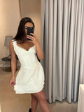 Pure Desire V-Neck Lace Sling Skirt Sexy Bare Back To Show Skinny Little White Skirt A Short Skirt