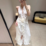 Oil/8 Colors 2025 Elegant Hanging Neck-Luck Holiday Flowers Unique Special Beach Dress