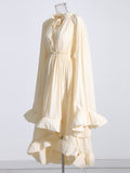Retro High-End Court Style 2025 New V-Neck Long-Sleeved Shawl Collection Waist 100 Folding Lotus Leaf Edge Joint