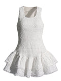 Summer Holiday Wind New U-Shaped Tie Design Super Short Lotus Edge Dress Woman
