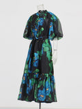 Style Dress 2025 Summer New Fashion Single-Dbutton Bubble Cuffs With Waist Dress