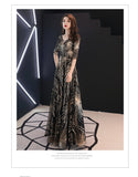Sky Evening Dress 2025 New Spring Long-Term Skinny Noble Banquet Annual Conference Host Performance Dress Dress Woman