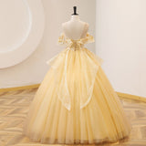 Color Yarn Yellow Evening Dress Student Vocal Art Exam Performance Costumes Solo Puffy Skirts To Preside Over The Annual Meeting