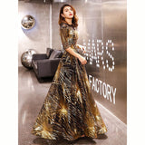 New Atmospheric Evening Dress Dress Female Famous Temperament Banquet Atmosphere Queen Golden Liang Annual Performance Suit