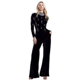 And Winter New High-Waisted Jump Trousers Heavy Industry Nails And Diamond Temperament Bandage Wide Leg Pants