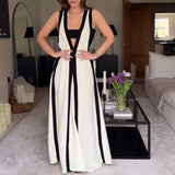 Women's Summer Sexy V-Neck Wide Shoulder Collsion Casual Dress