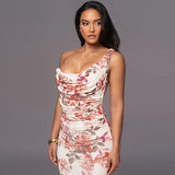 Fashion Printed Bouquet Waist And Shoulder Sling Skirt 2025 Summer New Body Repair Kitted Long Skirt DJPT