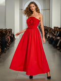 Women's Dress 2025 Spring New Women's Dress Red Mostly Roses Spliced Bra Long Dress Women