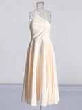 Temperament Dress Spring 2025 New Sling Folded White Dress Girl