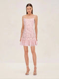 Summer New Sling Broth Three-Dimensional Flower Splicing Skirt Swing Short Dress Dress Woman