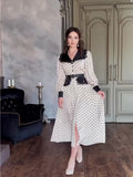 Summer New Lace Doll Collar Body-Point Printing Dress