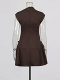 Name Style Wind Irregular Dress 2025 New Collar Metal Buckle To Receive Waist Dress Women's Summer