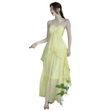 New Design High-Grade Tea Break French Gentle Wind Seaside Holiday Yellow Hanging Neck Dress