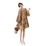 Floral Dress Women's Spring And Summer French Retro Skirt Lantern Sleeve Loose National Wind Seaside Beach Dress Fairy