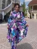 2024 Spring New Scarf Temperament Bubble Sleeves To Close The Waist Design Dress