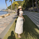 Bare Back Seaside Holiday Dress Sanya Photo Beach Dress Showing Thin Bubble Sleeves Super Fairy Dress
