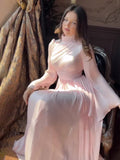 Collar Dress Women's 2025 New Long-Sleeved Tea Break French Waist-High Dress