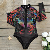 Swimsuit Women's Sensing Sports Long Sleeve Print Surf Swimsuit DJPT