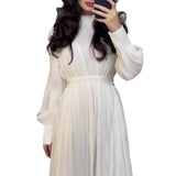 And Intellectual French-Style Collar Simple Fashion Lantern Sleeve Long Sleeve High-Waisted Long-Rise Skirt