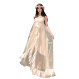 Niche Sling Dress Woman Seaside Holiday Dress Super Fairy Birthday Dress Engagement Morning Robe Banquet Dress DJPT