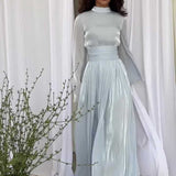 New Fashion French Round-Neck Folded Light Luxury Dress
