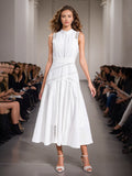 Style Dress 2025 Spring And Summer New Sleeveless Collar Sexy Lace Hollow Lotus Leaf Dress