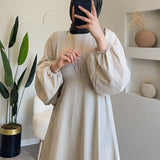2024 New Relaxed Relaxed And Gentle Commuter Solid Colored Long Sleeve Dress