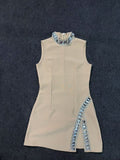 New Summer Sleeveless Hem V Drill High-Neck Sexy Tight-Bstice Ass Dress Famous Dinner Party Bandage Dress