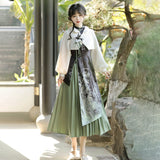 Yan No Return To Hanfu Women's Chinese Style Improvement Han Element Cheongsam Jacket Half Skirt Set 8979