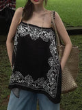 New Flat Print Bump Color Beaded Sling Sling T-Shirt Holiday Bohemian Style Design Top
