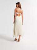 Summer New Sexy Fashion High-Funny Pressed Solid Color Suspension Dress