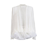 Famous Party Dress 2025 Summer New Deep V-Neck Long-Sleeved Lotus Leaf Side Solid Color Lace Dress