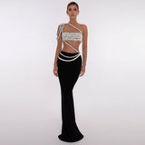 Summer Sexy Nail Beads Sleeveless Hot Diamond Banding Dress Dress Dress