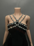Hot Temperament Elegant Female Banding Dress Net Yarn Studded Dress High-End Evening Dress