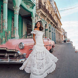 Summer New Women's Dress A Word Shoulder Lotus Side Hollow Lace Dress Dress DJPT